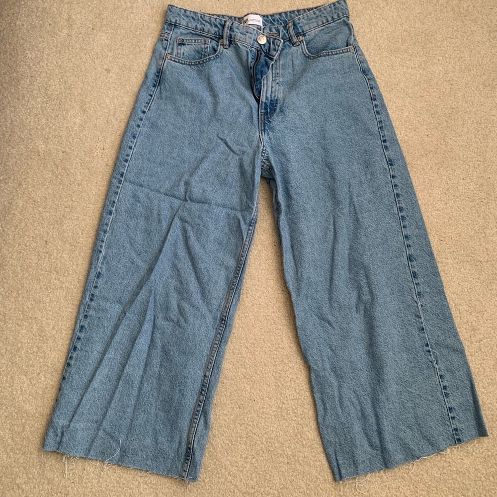 Zara culottes US size 6 blue jeans high rise